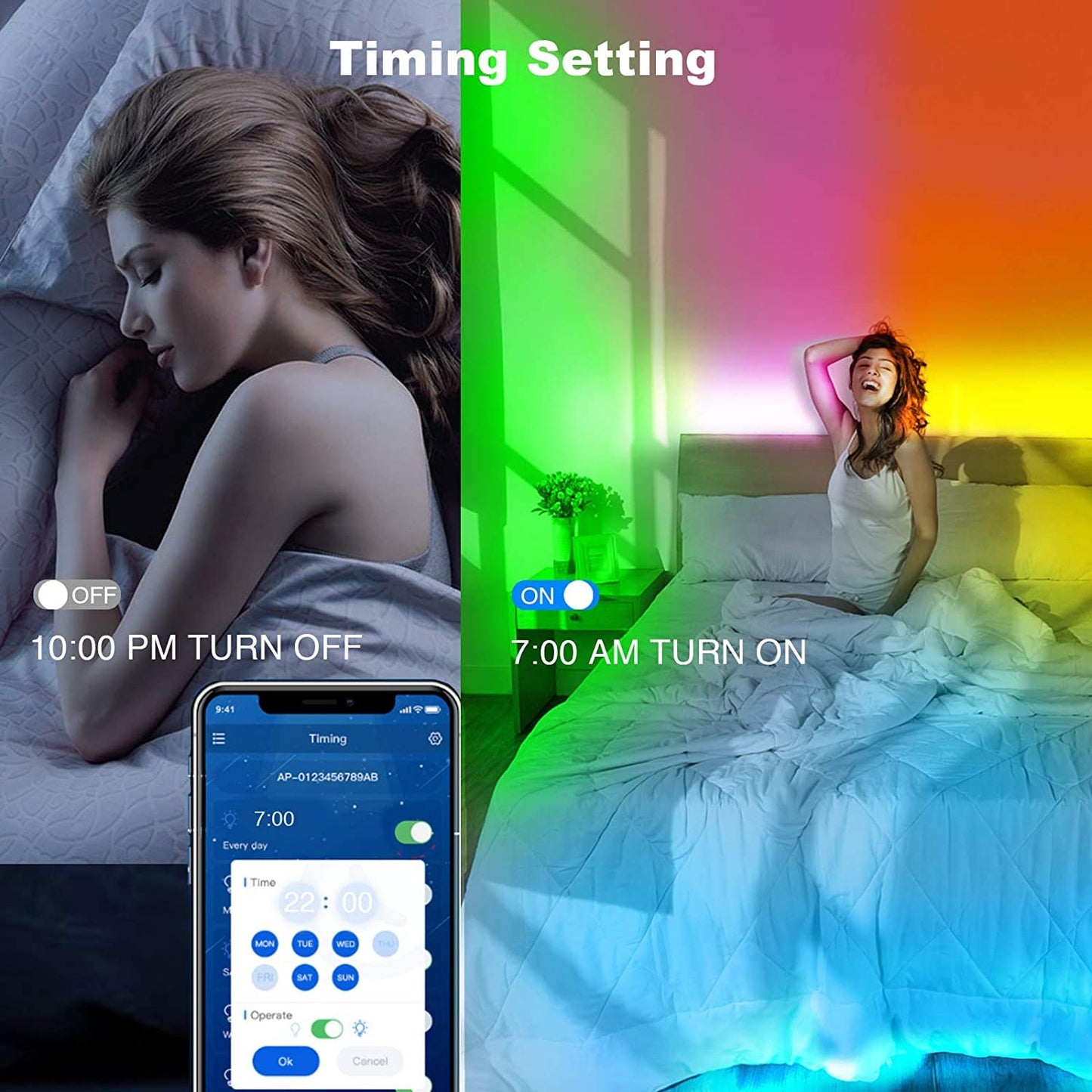 Dalattin Led Strip Lights 200Ft, Bluetooth Control, Color Changing, Music Sync, Multicolor, Vinyl Material, Aacf0241520W-Jaus0
