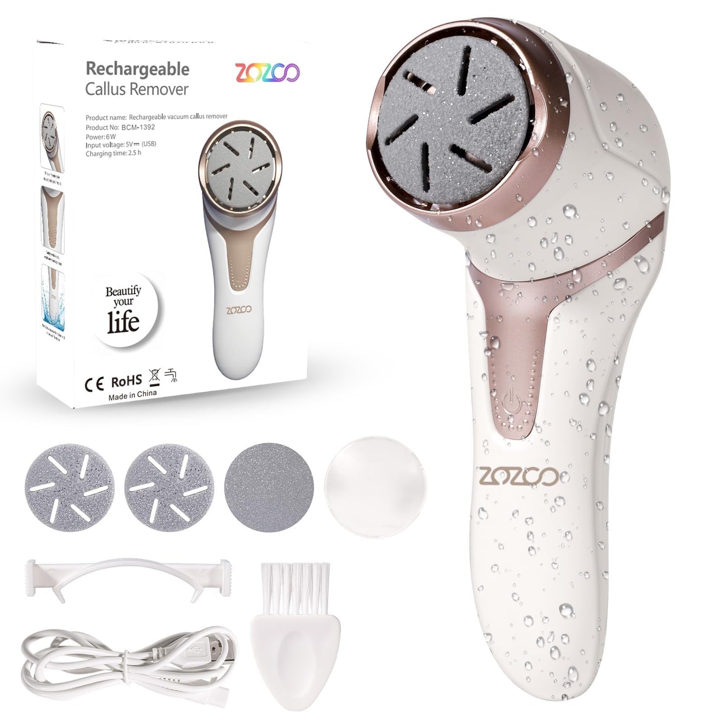 Electric Foot Callus Remover with Dander Vacuum, Rechargeable Waterproof 3 Roller & 2 Speeds Foot File,Professional Portable Ped