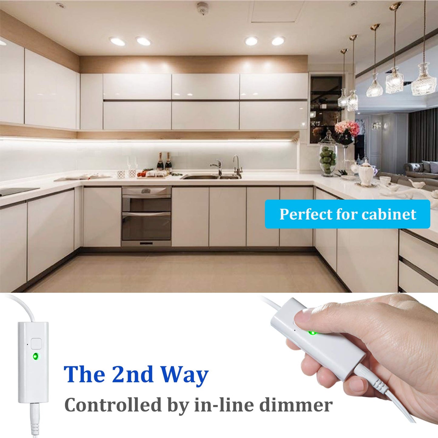 WOBANE LED Strip Lights, 16.4ft Dimmable Tape Lights, 6500K Daylight, Flexible Plastic, RF Remote, Model ZH402, White