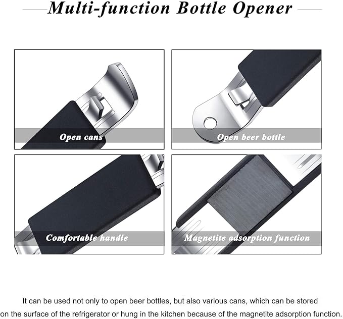 3 Pieces Magnetic Bottle Openers Can Opener Classic Beer Opener Stainless Steel Small Bottle Opener Can Tapper with Magnet for Camping and Traveling HANCELANT