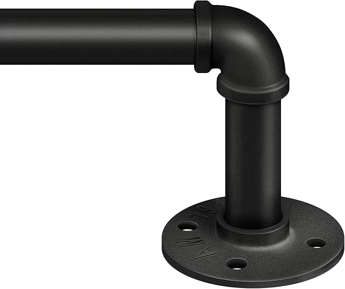 Zeerobee Curtain Rods for Windows 48 to 84, 1 Inch Industrial Wrap Around Black Curtain Rod, Indoor/Outdoor Room Divider A...