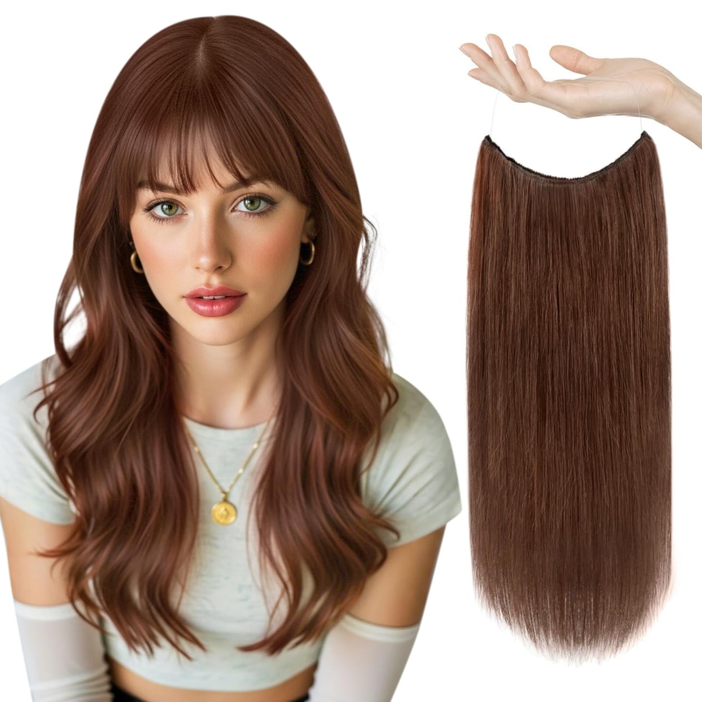 Sunny Wire Hair Extensions Human Hair invisible wire hair extensions Auburn Red #33 20 Inch