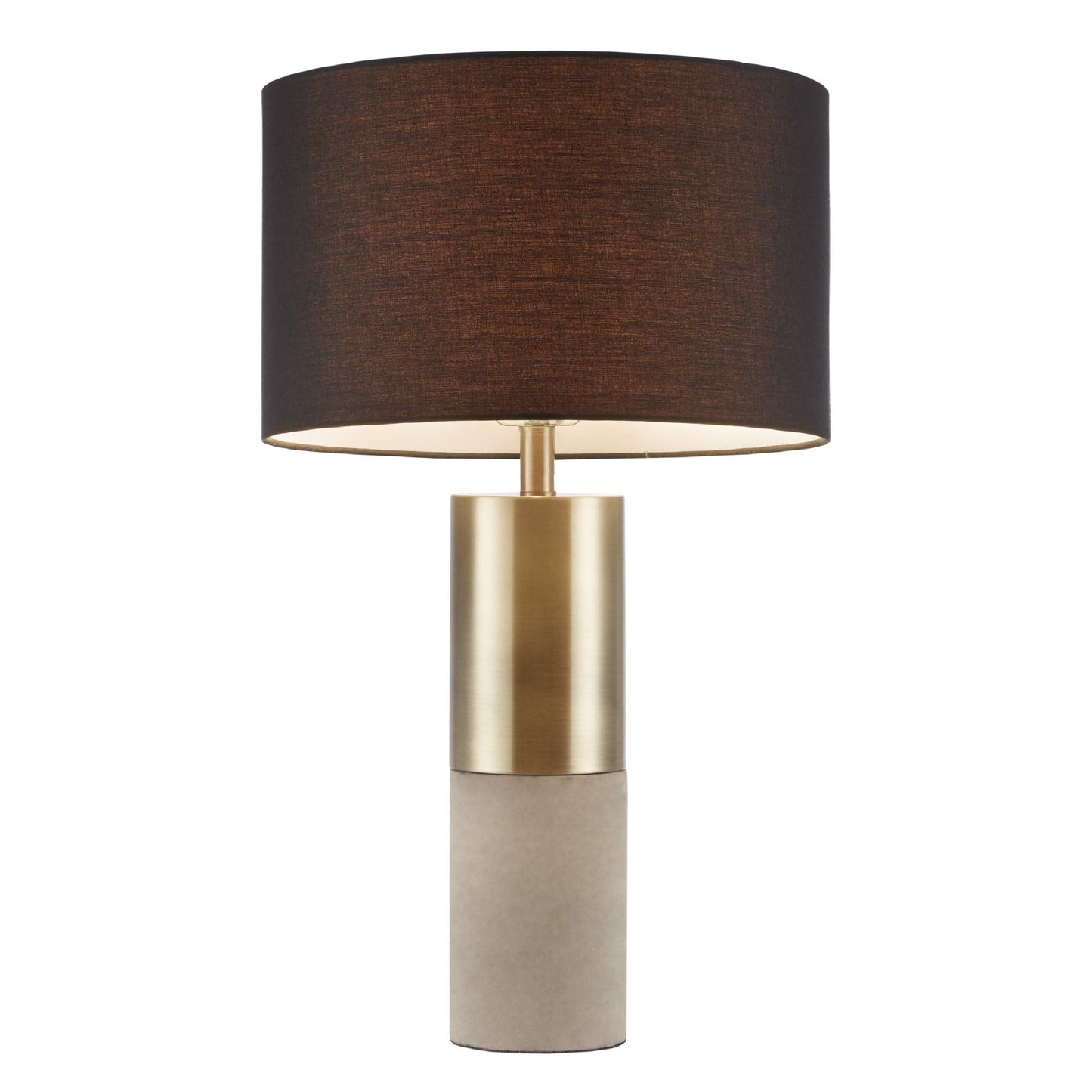 Hampton Hill Desk Lamp - Modern Luxe Gold/Black, 27.5 Tall, Fabric Drum Shade, Concrete Base, Model Mps153-0079