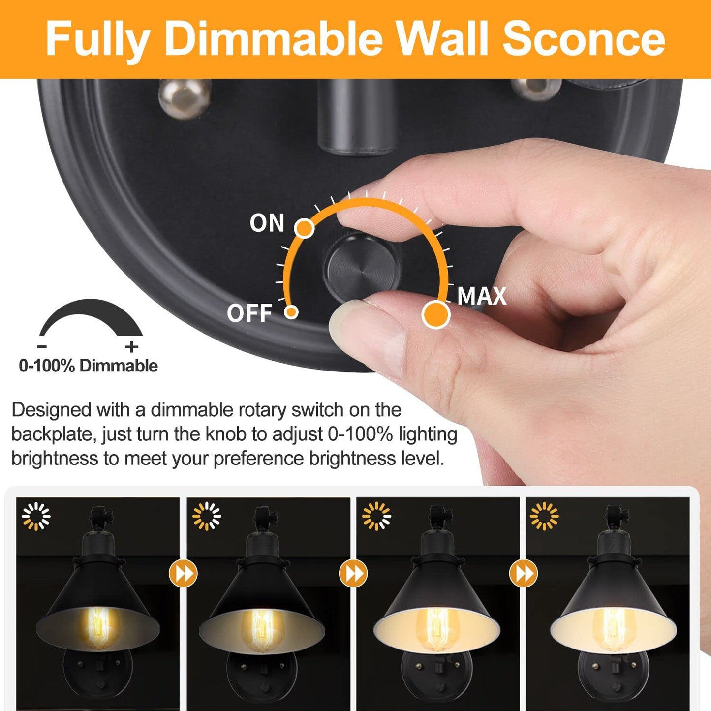 TRLIFE Wall Sconce, Dimmable Swing Arm Light, Metal, Black, 1 Pack, Model Arm-Sconce-01, Bulb Included