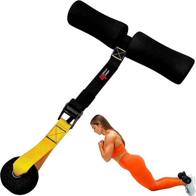 MuscleForge Nordic Curl Adjustable Hamstring Curl Strap - Exercise Device for Leg and AB Workouts up to 400lbs with Door A...