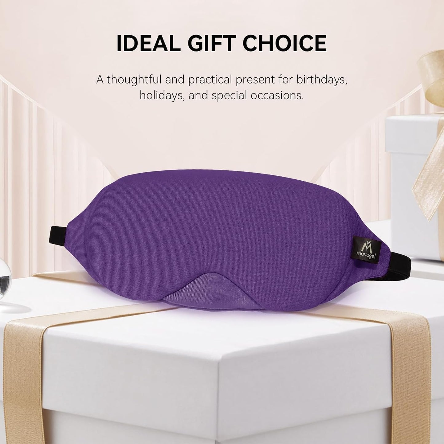 Mavogel Cotton Sleep Eye Mask - Breathable Light Blocking Sleep Mask, Soft Comfortable Night Eye Mask for Men Women, Eye Cover for Travel/Sleeping/Shift Work, Includes Travel Pouch (Purple)
