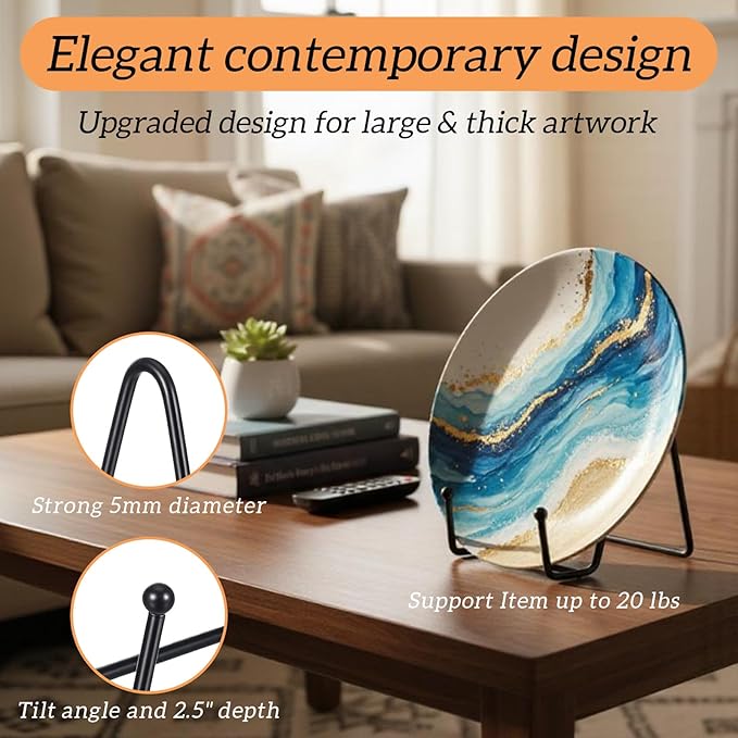 18 Pcs Plate Stands for Display, 4.5 in Metal Plate Holders Display Stands Can Be Used for Picture Stand, Book Stands for Display, Plate Display Stands, Easel, Photo Frame Stands, Plaque Stands, Black