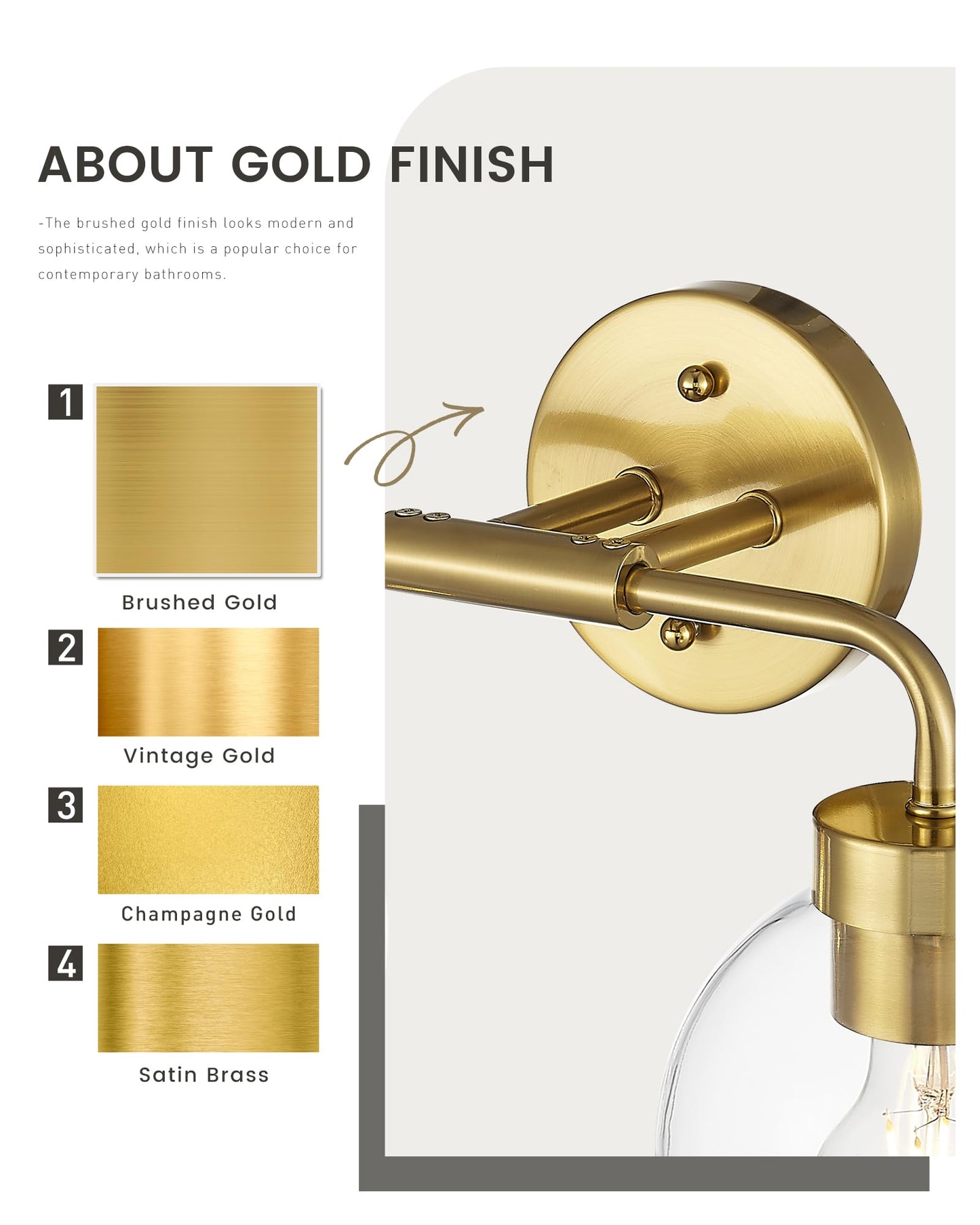 Zeyu 16 Inch Wall Sconce Lighting For Bathroom  Gold Bathroom Vanity Light  2-Light Vanity Lights With Clear Glass Globe Glass  Brushed Gold Finish  Zs62Bg-2W Bg
