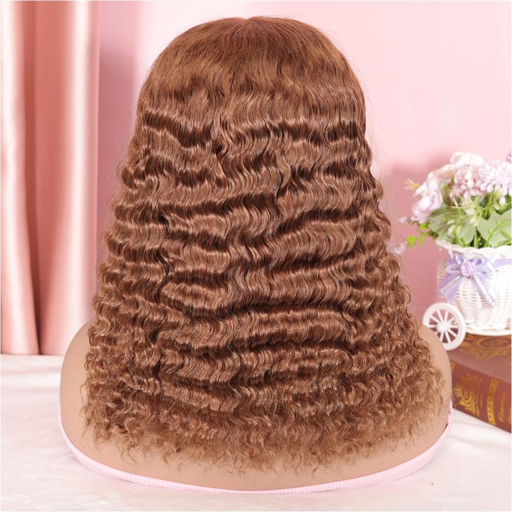 omswet Curly BOB Wig Human Hair 200 Density 5x5 HD Lace Closure Deep Wave Wigs for Black Women Glueless Wear and Go Pre Plucked