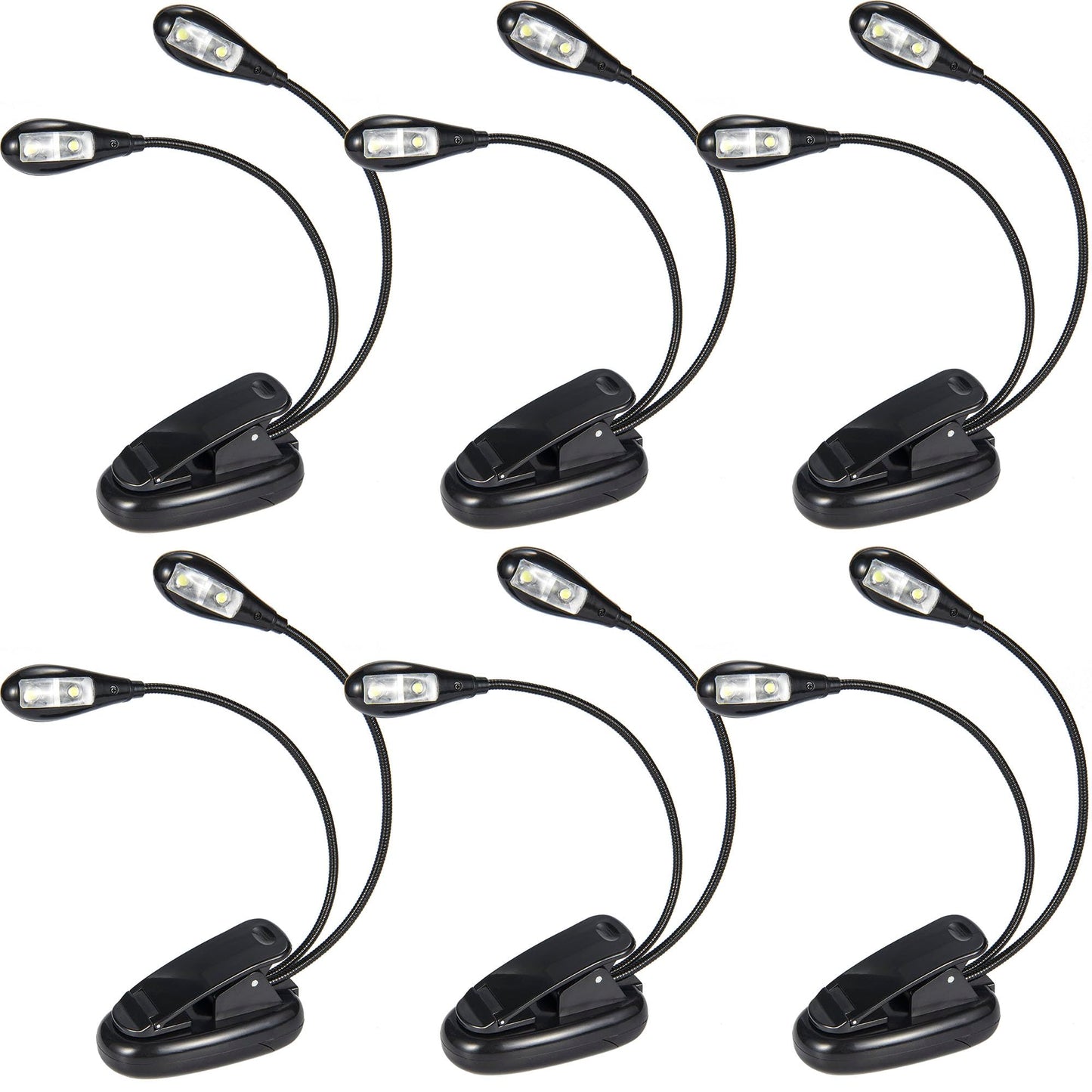 6Pack Music Stand Light Clip On Led Book Lights, Usb And Aaa Battery Operated, Reading Lamp In Bed, 2 Brightness Levels, Ideal F