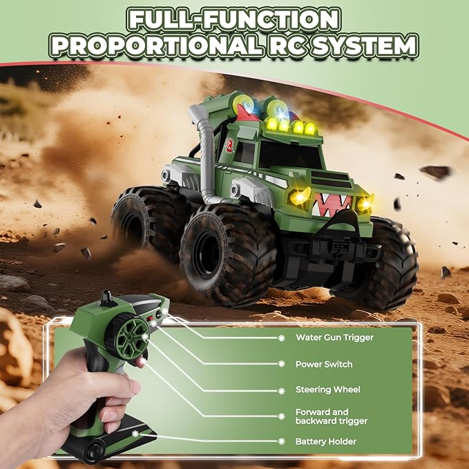 Remote Control Car, Waterproof Monster Truck Toys RC Cars for Boys, 1:18 Amphibious 4WD All Terrain Off-Road Pickup Toy Trucks, Christmas Birthday Gift Boys Girls Kids Ages 6 7 8-12 Years Old