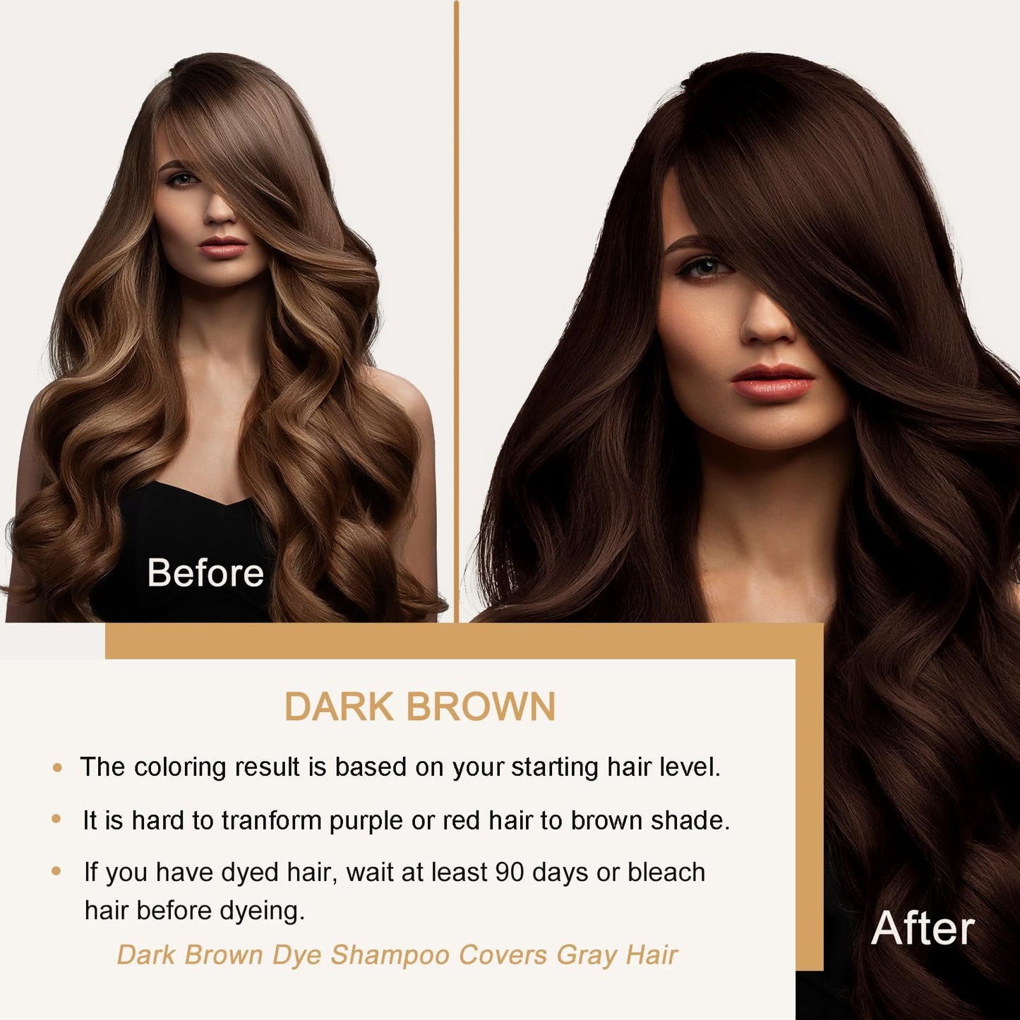 Dark Brown Hair Dye Shampoo 3 in 1, Hair Color Shampoo for Gray Coverage, Long Lasting Brown Hair Dye, Champu Para Canas, Works