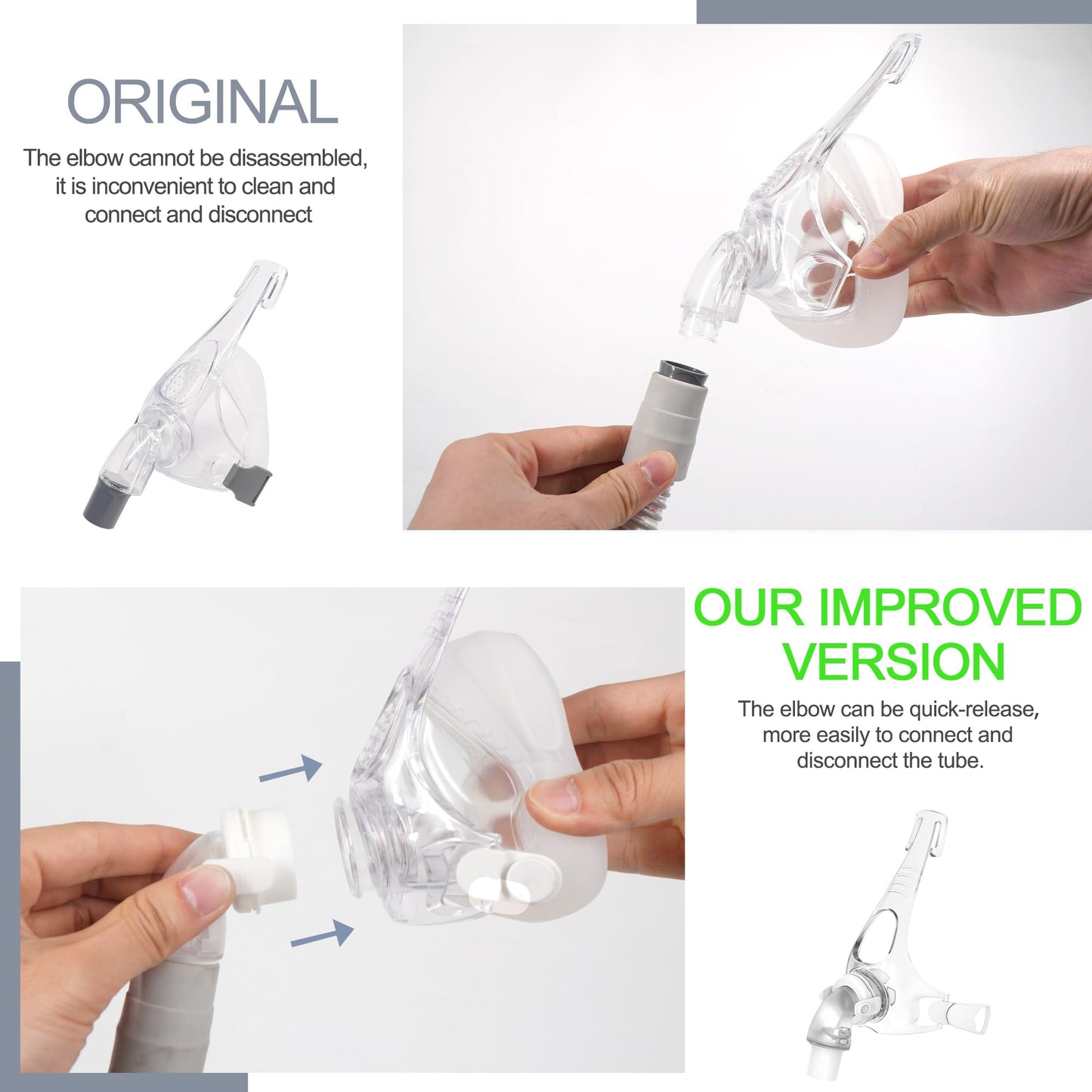 Replacement Frame Assembly Compatible with Fisher&Paykel Simplus| Including Frame&Elbow&Clips for F&P Simplus, Improved Design and Upgraded Material, NOT for Vitera,Great Value Supplied by Medihealer