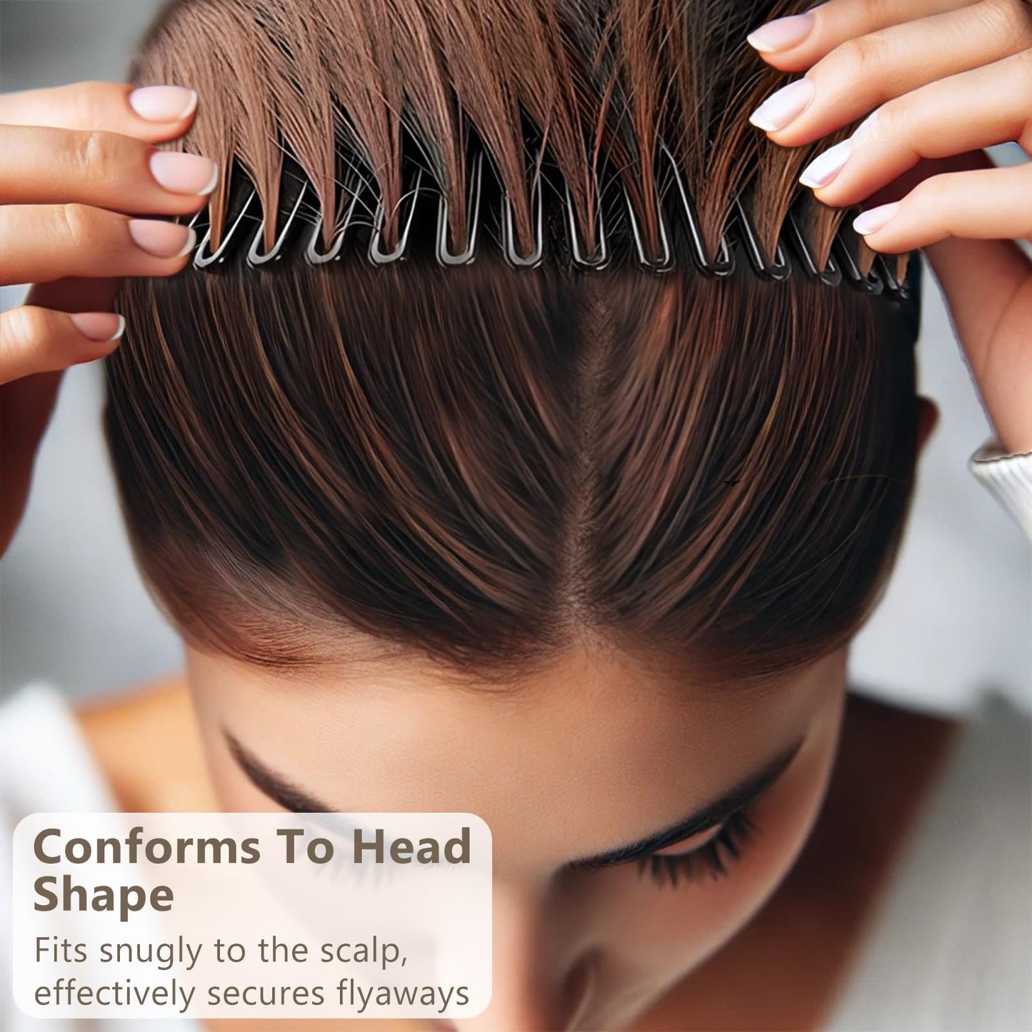 Jaasuee Women's Classic Nylon Flexible Comb Headband with Tooth for All Hair Types, Stylish and Easy-to-Use (Brown+Black)