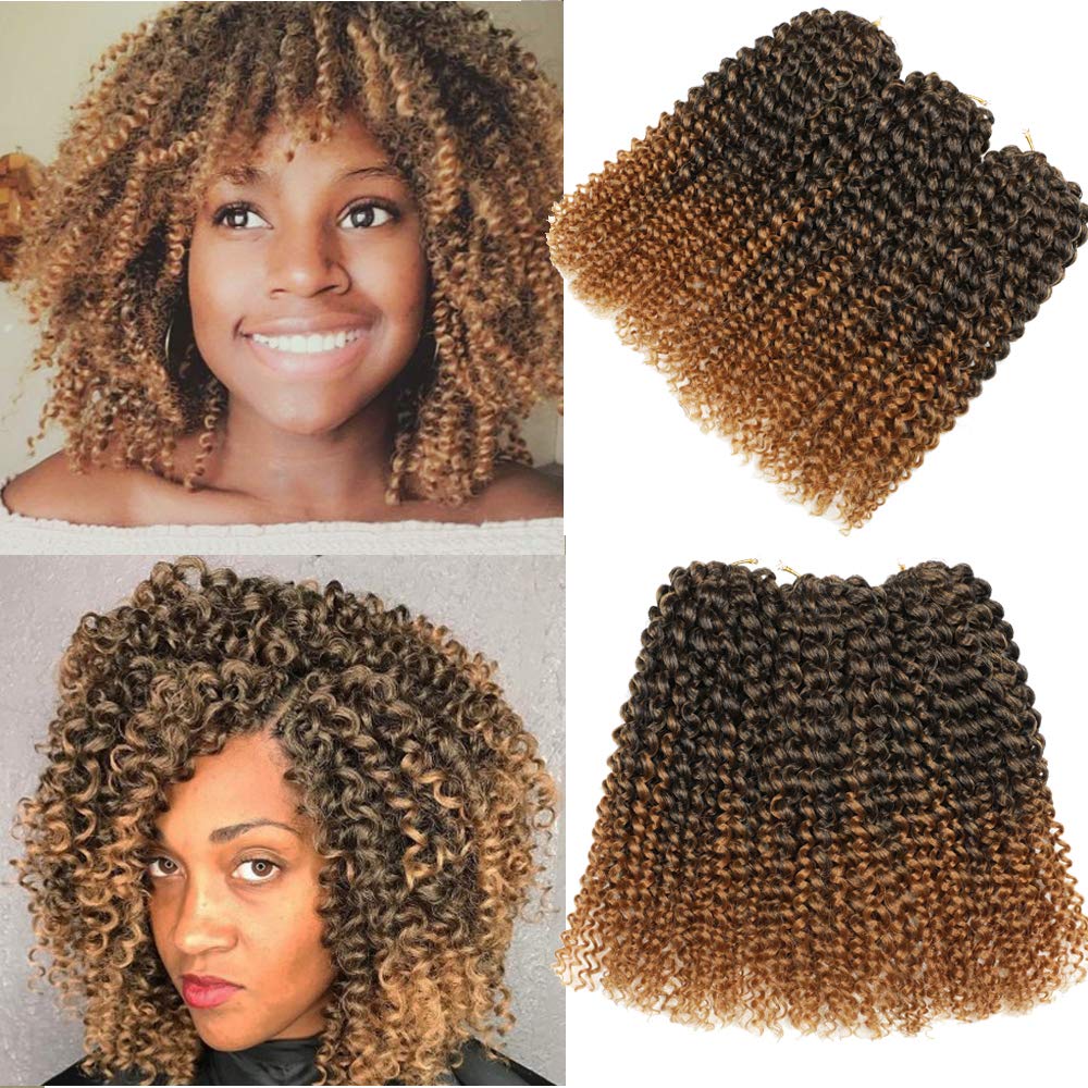 Sharopul Kinky Curl Ombre Color 3little pcs/pack 8Inch 60roots 110gram Afro Kinky Twist Hair Crochet Braids Synthetic Crochet Ha