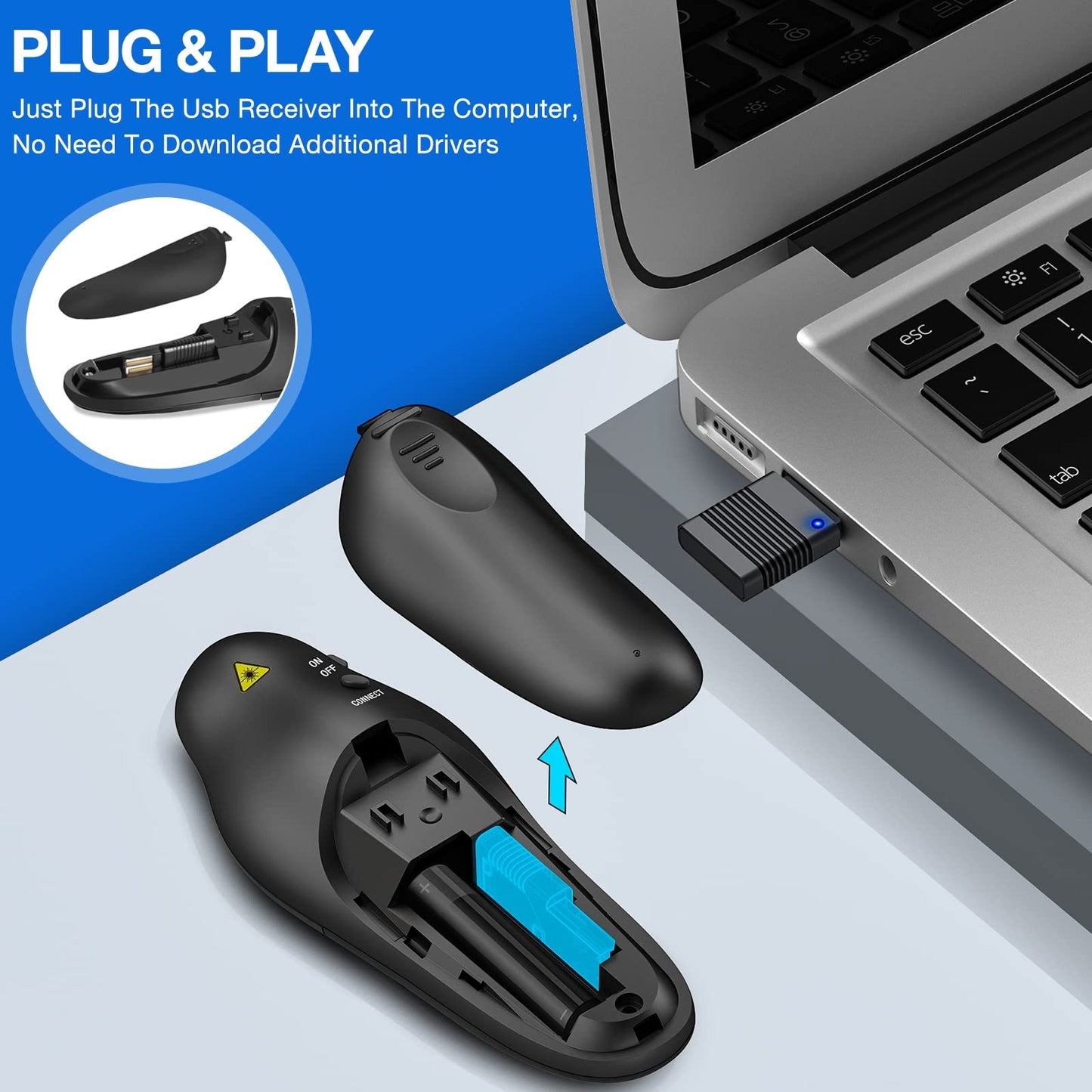 Presentation Clicker Wireless Presenter Remote Usb Control Powerpoint Ppt Clicker, Laser Pointer Rf 2.4Ghz Presenter Remote Goog