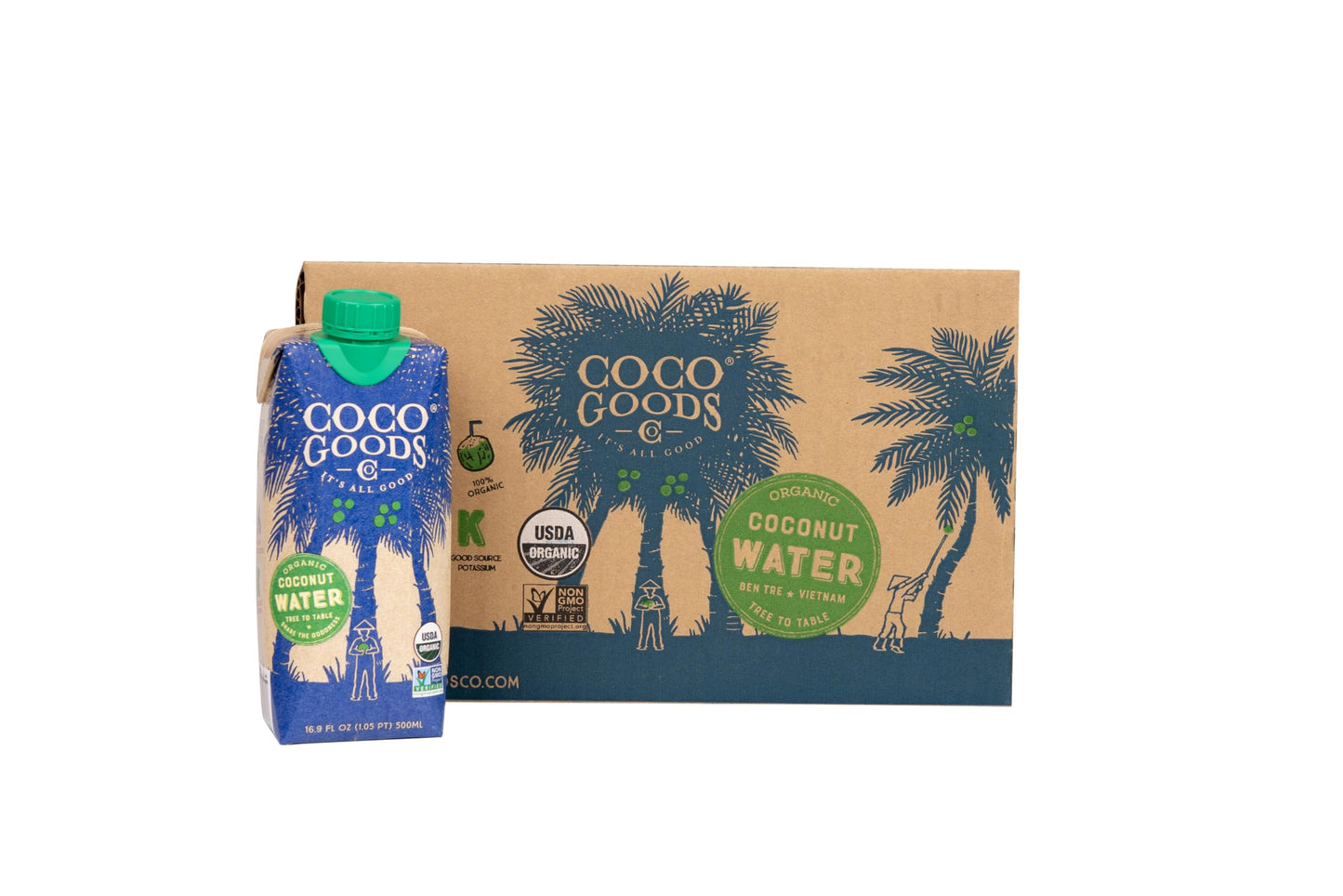 CocoGoodsCo 100% Organic Coconut Water, Single-Origin, One Ingredient, Zero Added Sugar, Non-GMO, Never from Concentrate, Electr