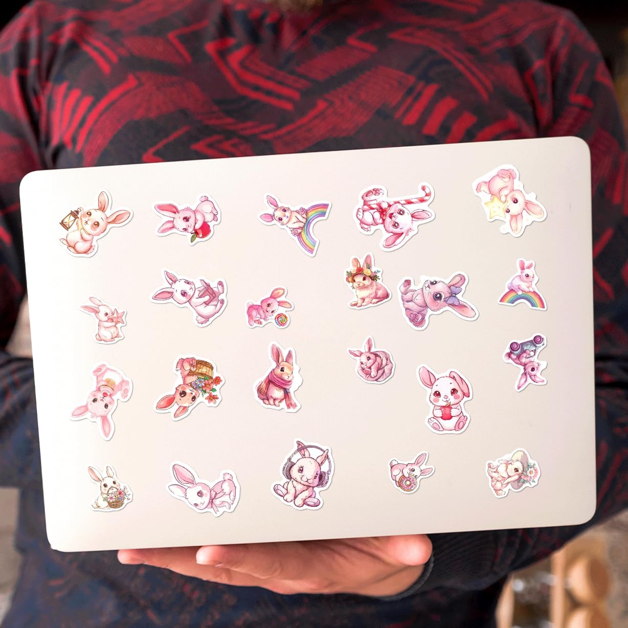 Cute Pastel Bunny Stickers Pack 108Pcs Vinyl Rabbit Decals for Kids Teens Scrapbooking Journaling DIY Phone Case Water Bottle Laptop Skateboard Bedroom Hat Bike