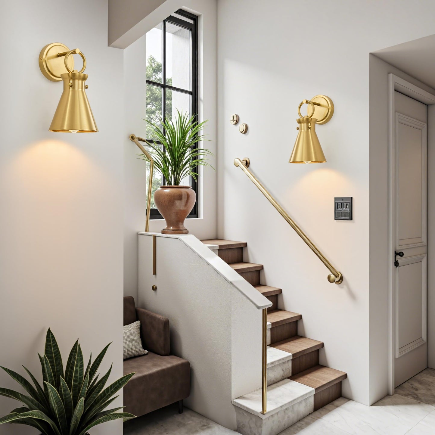 Gednbo Gold Wall Sconce For Bathroom  Modern Vanity Light Fixtures  Wall Mount Lighting Farmhouse Wall Lights With 6 Inch Metal Lampshade For Bedroom Living Room Mirror Kitchen (Gold Metal  1 Pack)