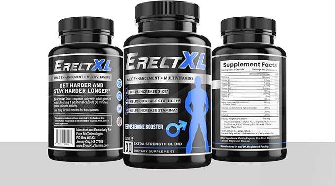 ErectXL Male Performance + MULTIVITAMIN – Increase Size, Strength, Stamina | Nitric Oxide & Testosterone Enhancer w/GoatWeed & MacaRoot +19 Natural Ingredients