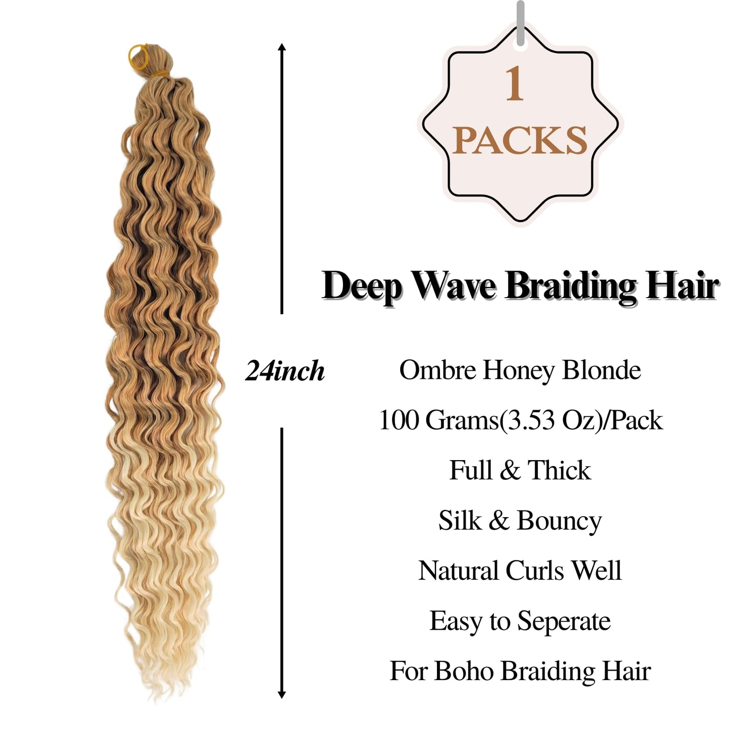 Blonde Ombre Braiding Hair Pre stretched for Boho Braids Deep Wave Curly Hair for Braiding Hypoallergenic Knotless Box Braids