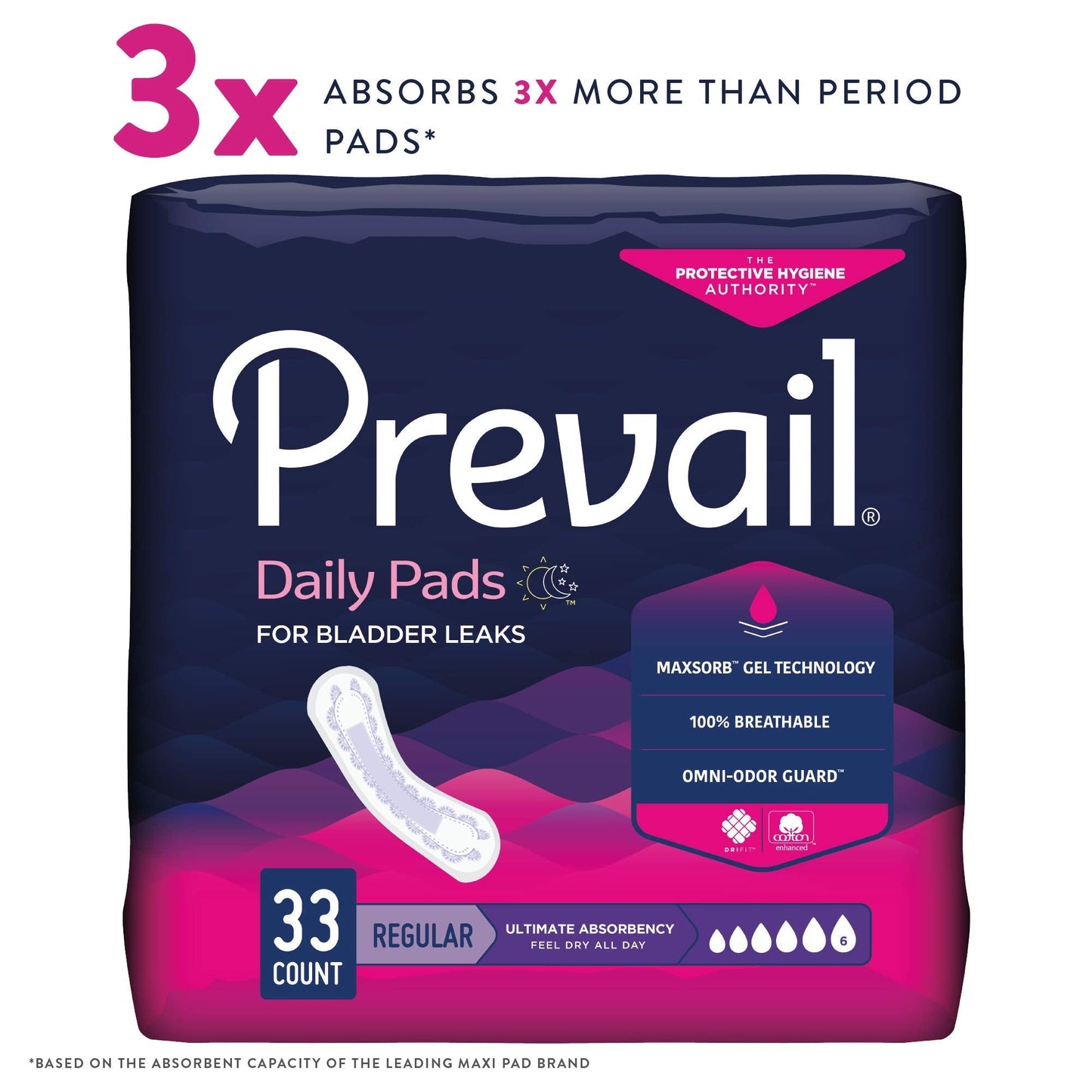 Prevail Bladder Control Pad, 16 Inch, Heavy Absorbency, PV-923 - Case of 132