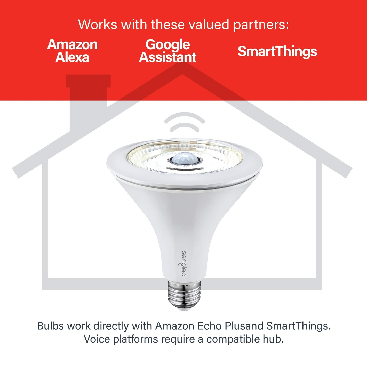 Sengled Smart Flood Light Bulb PAR38 LED, Motion Sensor, Dusk to Dawn, 1200LM, 3000K, 1 Count, Compatible with SmartThings and Alexa