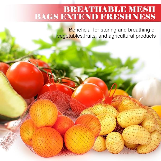 300 Pcs Reusable Mesh Produce Bags, 20 Inch Seafood Boil Bags for Crab with 300 Loop Closures, Onion Potato Storage Net Bag for Vegetables Fruits Seafood