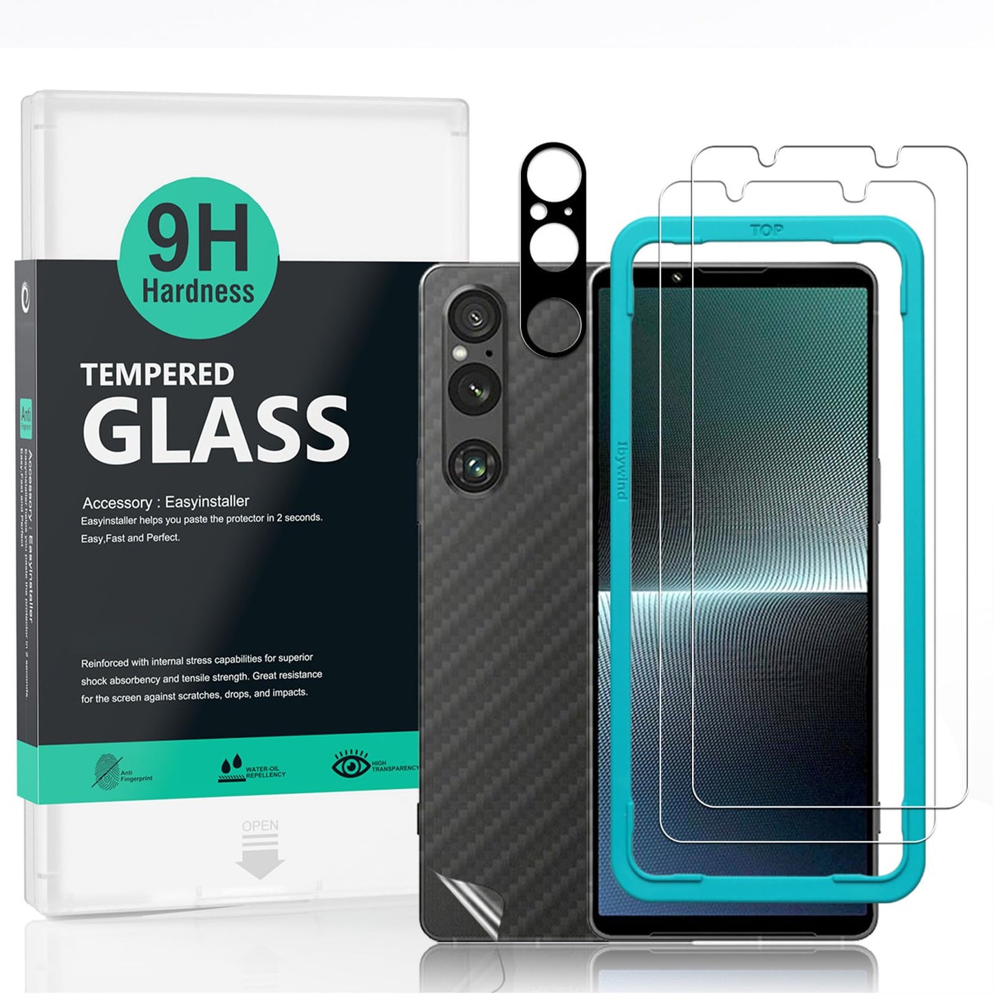 Ibywind Screen Protector For Sony Xperia 1 V 5G(6.5) 2 Pack+1 Pack Camera Len Protector+1 Back Film,9H Tempered Glass,Hd,Scratch