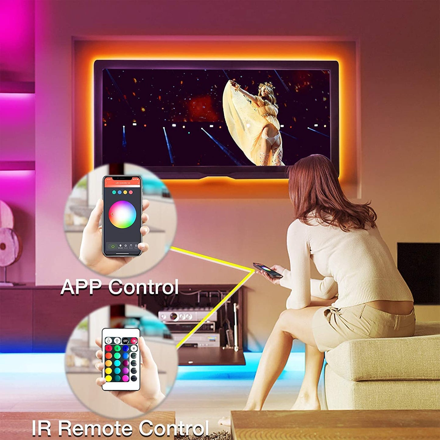 DAYBETTER Smart WiFi LED Strip Lights, 150ft Multicolor, App Controlled, Works with Alexa & Google Assistant, Remote Included