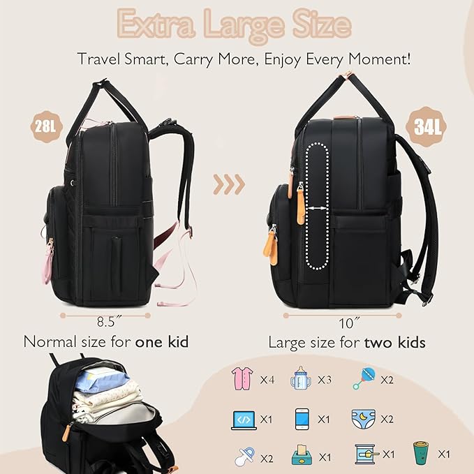 18 Pockets Large Diaper Bag Backpack with Waterproof Pockets and Stroller Buckle, Convertible Baby Bag (XL Green, Extra Large)
