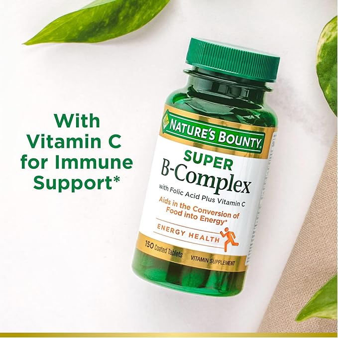 Nature's Bounty, Super B Complex with Vitamin C & Folic Acid - Immune&Energy Support - 150 Tablets,.