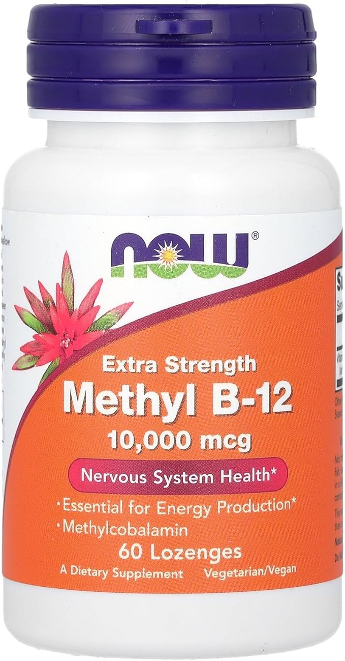 NOW Foods Supplements, Methyl B-12 (Methylcobalamin) 10,000 mcg, Nervous System Health*, 60 Lozenges