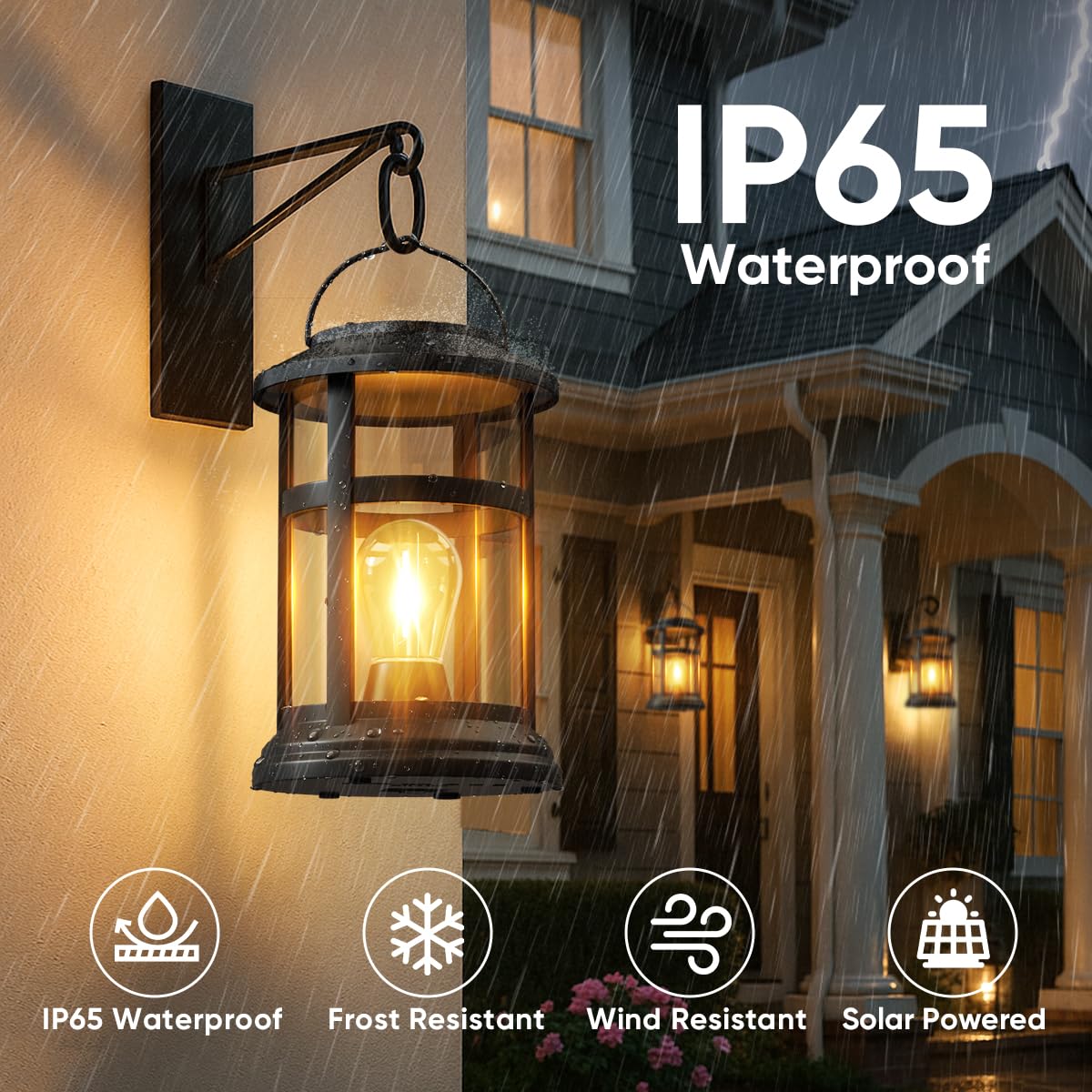 Nfever Solar Lanterns Outdoor Waterproof: 4 Pack Hanging Solar Lights For Outside Patio Porch Garden Tabletop Decor - Bright Led Warm White Solar Powered Lighting - 2025 Gardening Lovers Mom Gifts