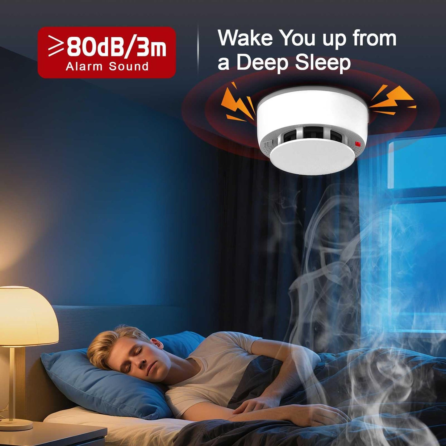 WeGoIOT Smoke Detector Alarm,10-Year Battery Smoke Fire Alarm with Photoelectric Sensor, LED Indicator Test & Silence Button-JTY-GW-YB010L (1 Pack)