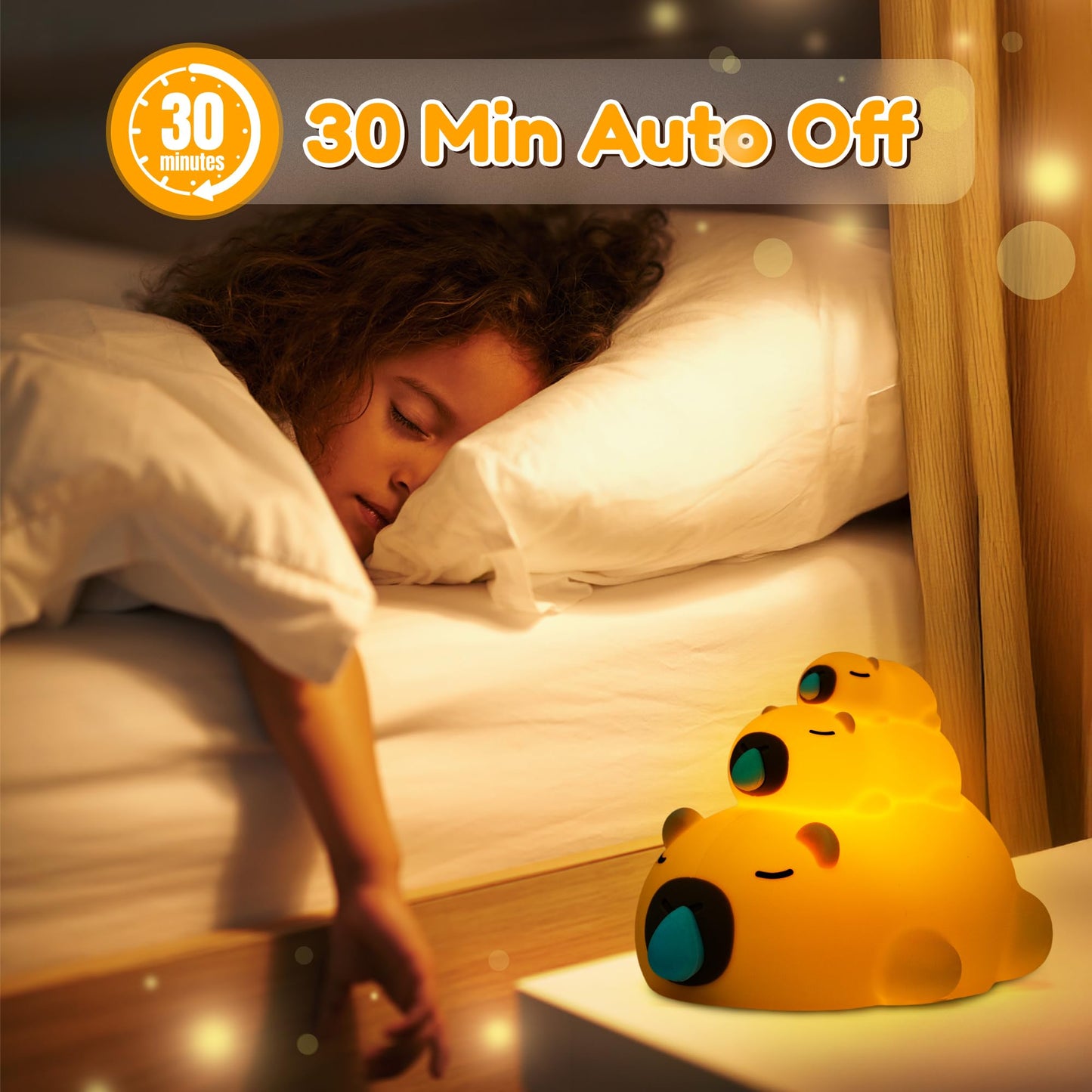 Gqiirl Capybara Night Light For Kids - Cute Capybara Nigh Lamp With 3 Levels Dimmable And Timer  Silicone Animal Touch Bedside Lamps  Rechargeable Squishy Little Nightlights For Bedroom Boy Girl Gifts