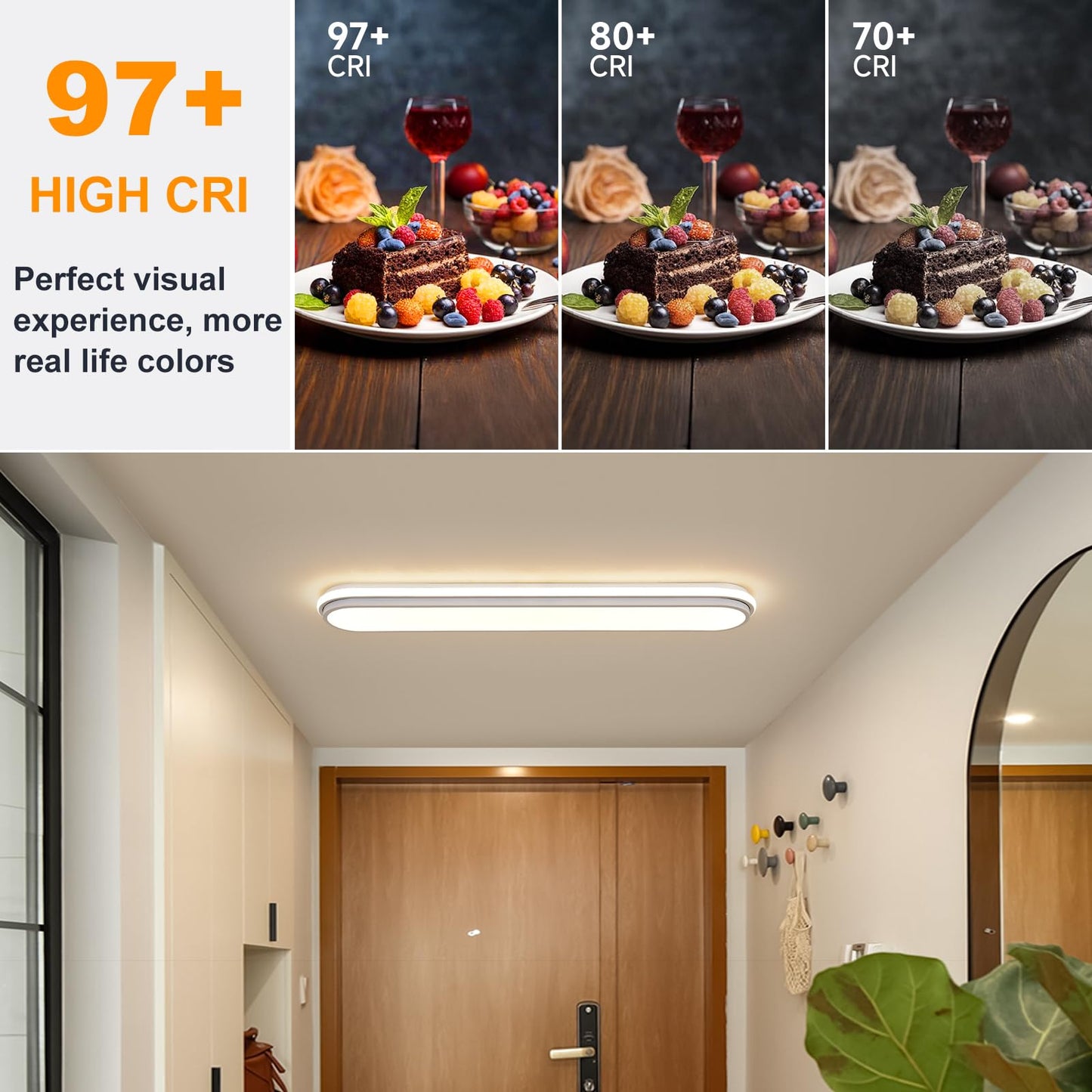 Naroume Smart Led Ceiling Light 36.2In Dimmable Modern Metal Linear Led Ceiling Lamp Flush Mount Wraparound Shape Lighting Fixture With Remote Control For Kitchen Dining Room & Laundry 55W