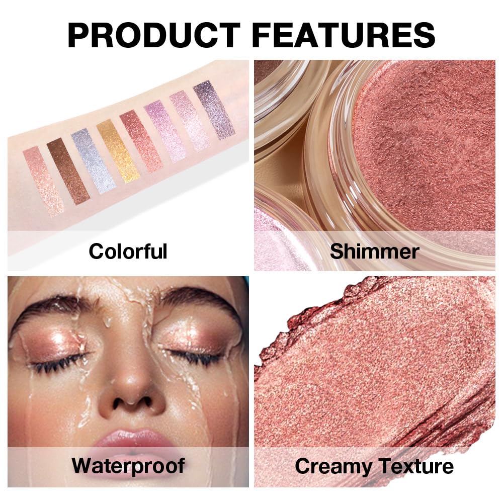 Rose Brown Mousse Single Eyeshadow Palette -Neutral Matte & Shimmer Eyeshadow,Mini Cream Glitter Eye shadow,Long Lasting Highly