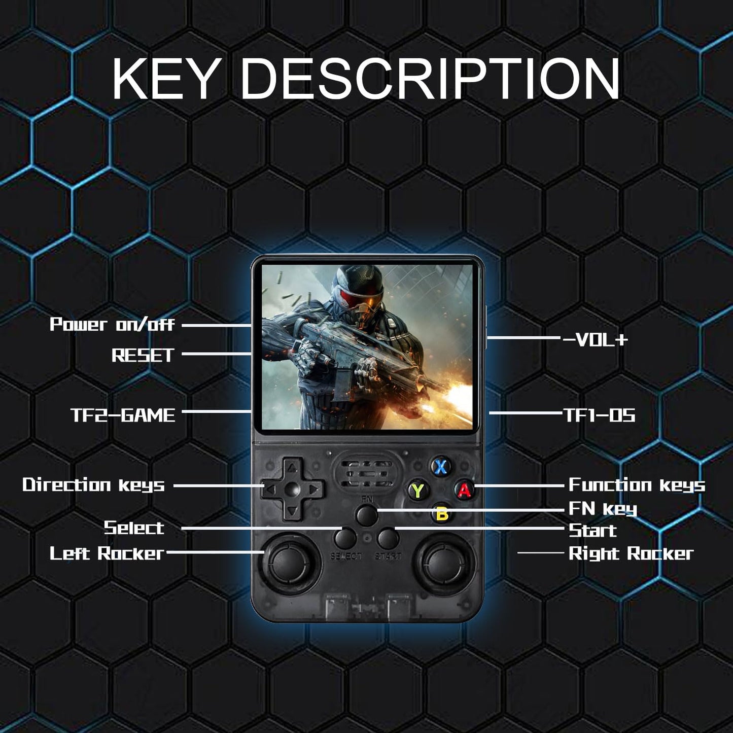 R36S Handheld Game Console, 3.5" IPS Screen Retro Game Emulator with Open Source System, Portable Video Gaming Player with Built in 3000+ Games, 64GB TF Card, Gift for Adults Teens Kids, Black