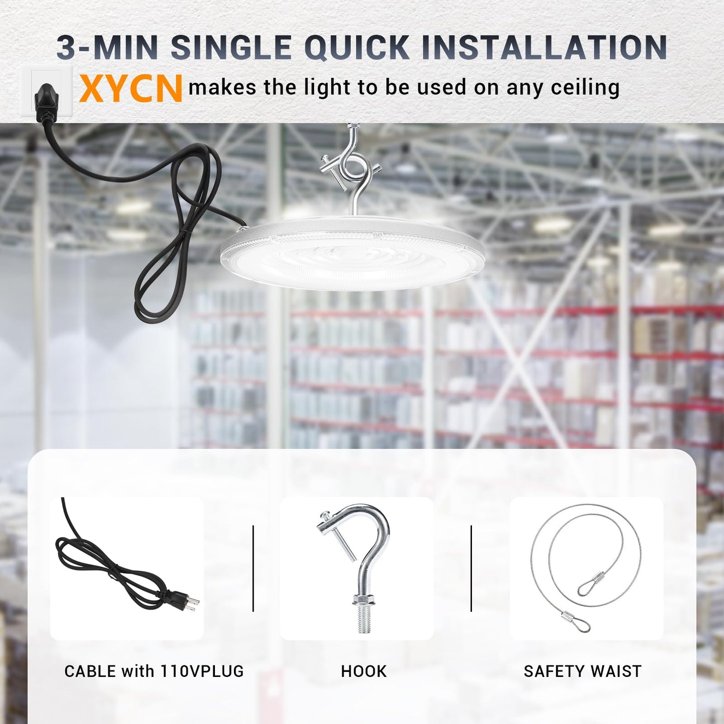 Xycn 2 Pack 600W Ufo Led High Bay Light 120Vac 5000K Daylight Commercial Bay Lighting Ip66 Waterproof 85050Lm 2550W Mh/Hps With Plug Area Lighting For Warehouse/Shop/Workshop/Barn/Gym/Factory