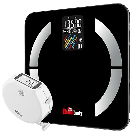 Smart Body Weight Scale & Digital Body Measuring Tape Set – Bluetooth Body Composition Analyzer, Smart Tape Measure with A...