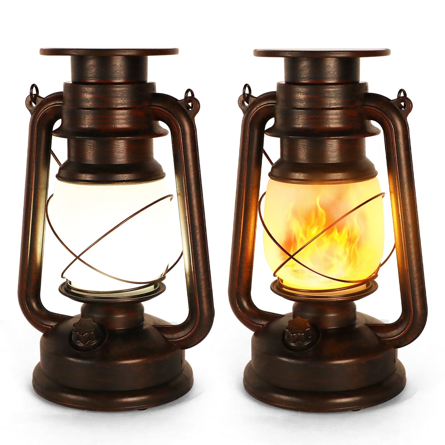 Solar Lantern Outdoor Hanging Solar Lights Dancing Flame Led Waterproof Camping Lamps  Auto On/Off  Landscape Decor For Table Patio Garden Yard Pathway Porch (Pack Of 2)
