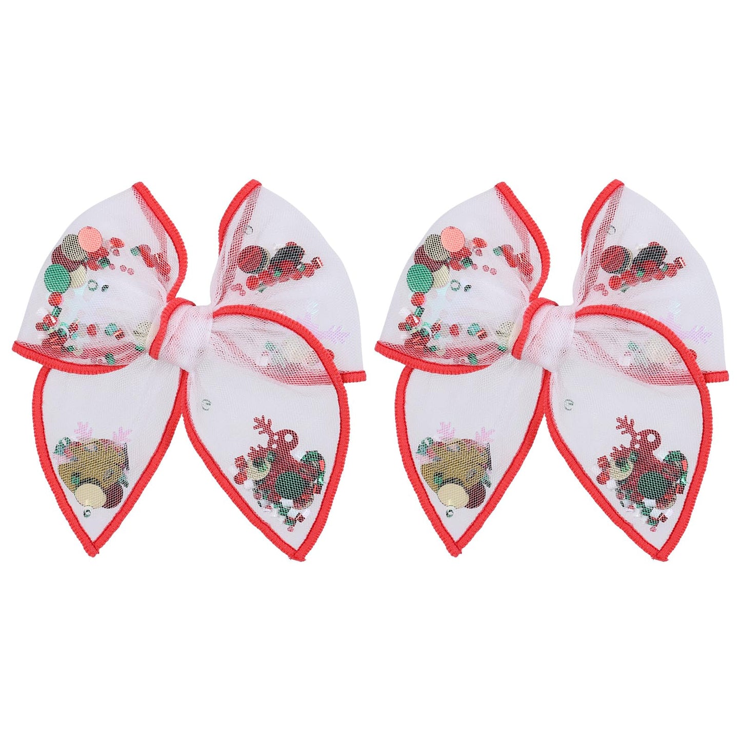 Christmas Bow for Girls Women 4in Red Elk Mesh Tulle Fable Hair Bow Alligator Clips for Teen Toddler Kids Xmas Holiday Party Dre