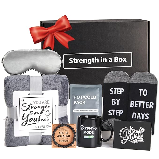 Get Well Soon Gifts for Men - Care Package with Plush Blanket, Mug, Socks, and so on - Get Well Basket for Men Dad Friend ...