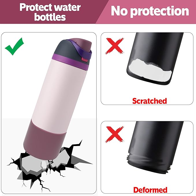 2PCS Silicone Water Bottle Boot for Owala 24oz 32oz 40oz,Anti-Slip Protective Sleeve Bottom Bumper Protector for FreeSip, Twist, and Flip Water Bottles