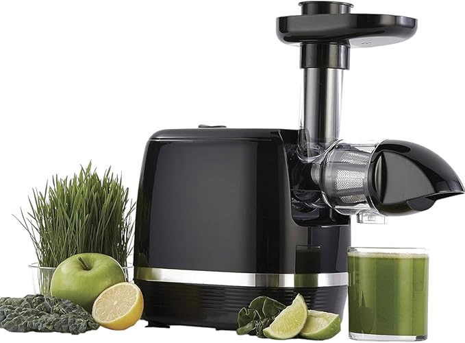 Cold Press 365 Compact Masticating Horizontal Juicer, 150W Low-Speed 3-Stage Auger, in Black (H3000R)