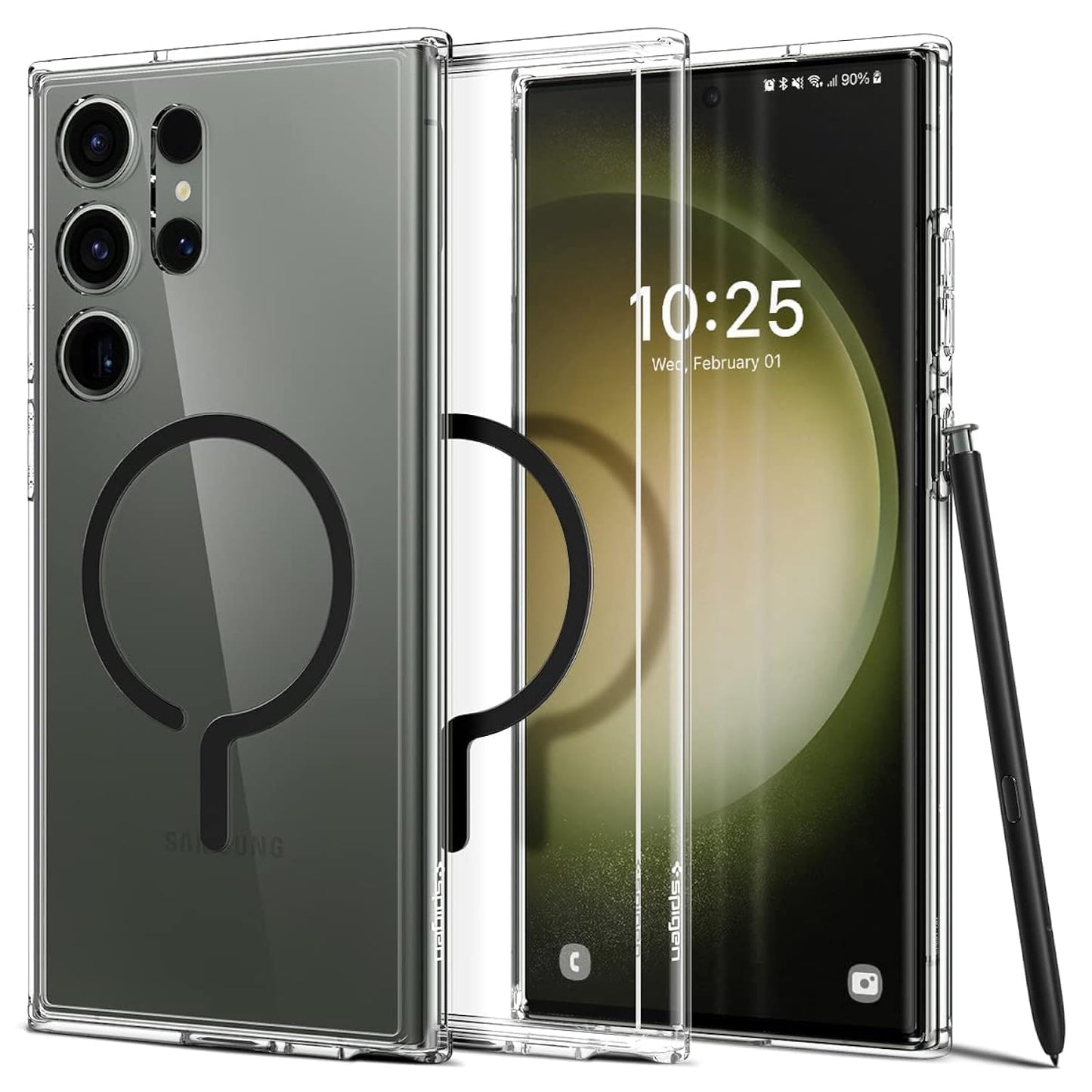 Spigen Ultra Hybrid Onetap Ring Designed For Galaxy S23 Ultra Case (2023) [Military-Grade Protection] - Black