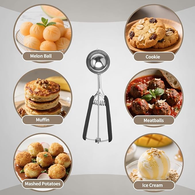 Large Cookie Scoop 3 Tablespoon, Size #20 Dough Scoops for Baking, Trigger Ice Cream Scooper, Stainless Steel Portion Scoop for Jumbo Cookies, Pancakes, Cupcakes, Meatballs
