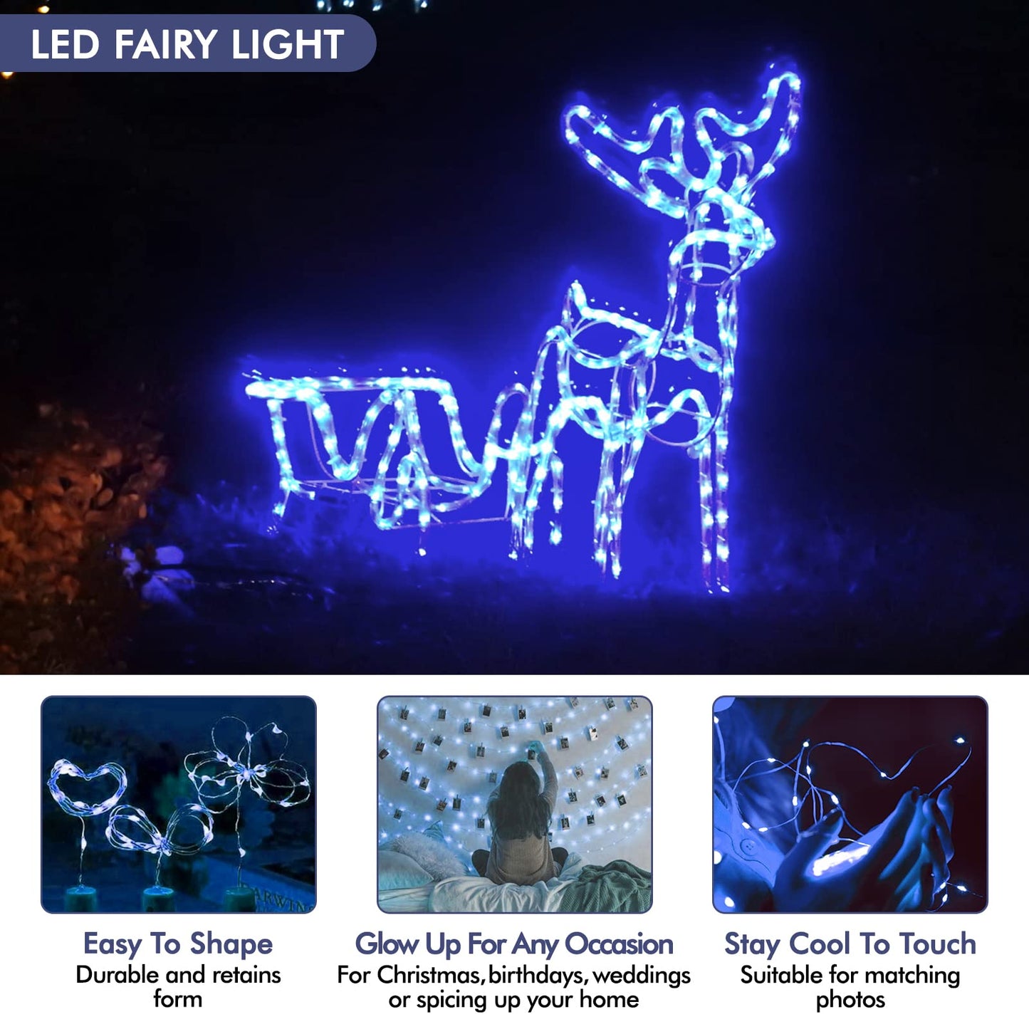 Bexdir 12 Pack Fairy Lights, 7FT 20LED Waterproof Silver Wire, Battery Operated, Blue, Copper for Home Decor, Parties, Weddings