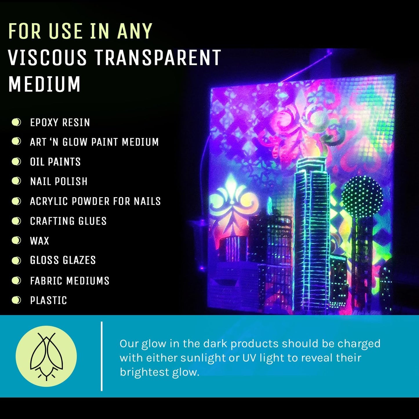 Glow in The Dark Pigment Powder - Neutral and Fluorescent Color for Art Painting, Fine Art, Nail Art Paint, and DIY Crafts - Long Lasting, 10+ Color Options - Fluorescent Orange - (60 Grams/ 2.12 oz)